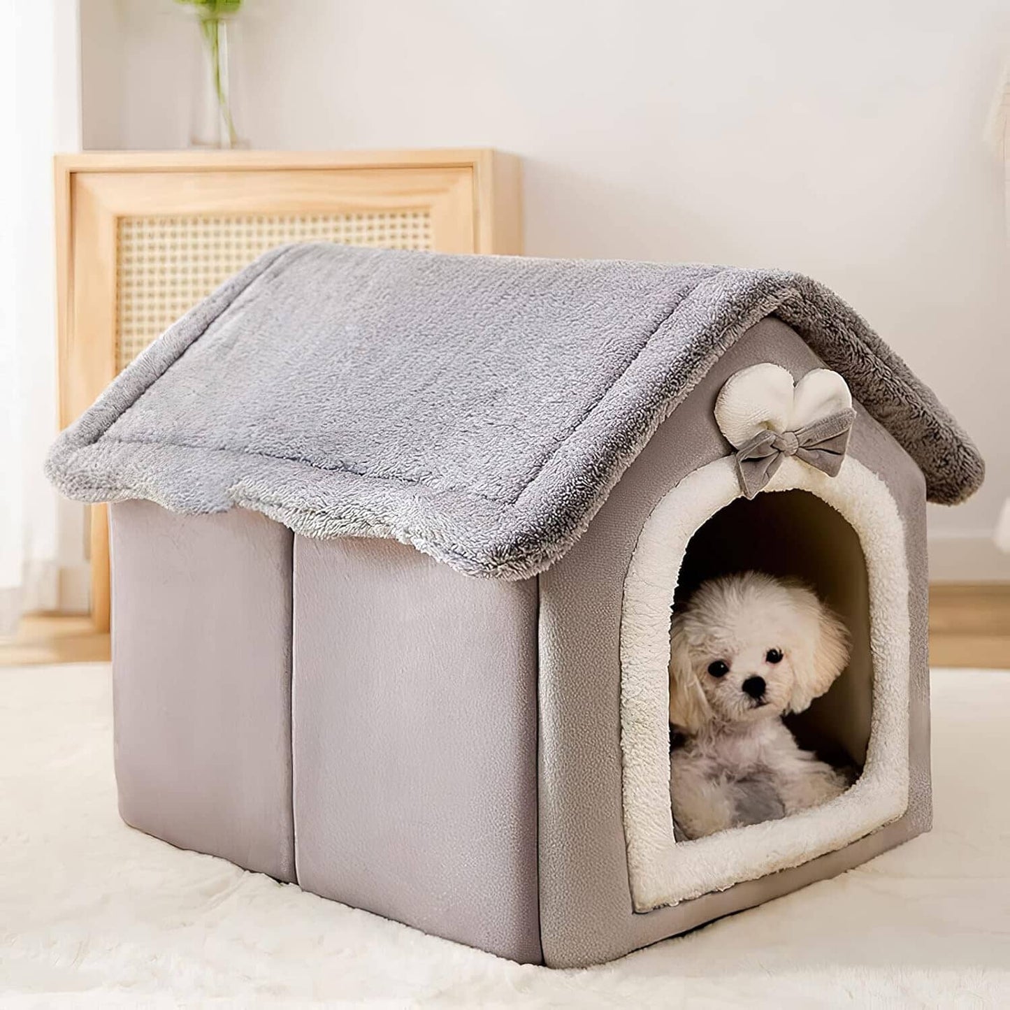 Niche Chien - ComfortableDogHouse™ - Gris Lapin - La niche de Wally