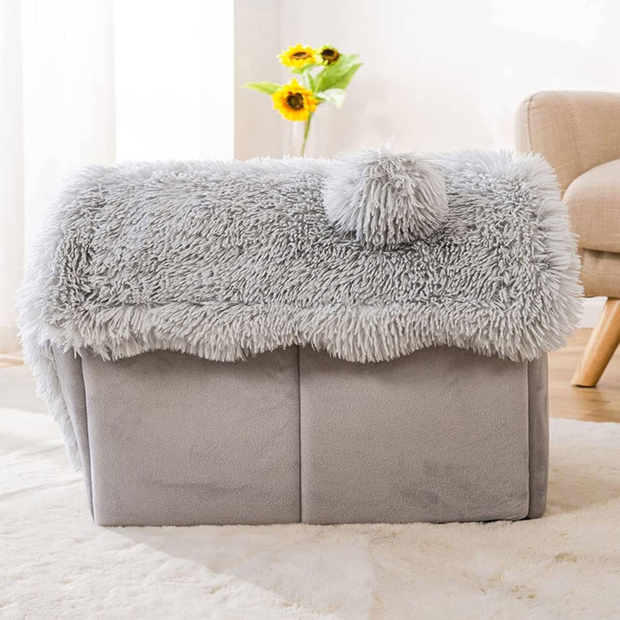 Niche Chien - ComfortableDogHouse™ - Gris Fourrure - La niche de Wally