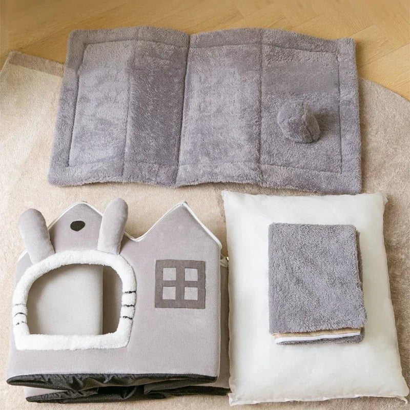Niche Chien - ComfortableDogHouse™ - Gris Toiture Double - La niche de Wally