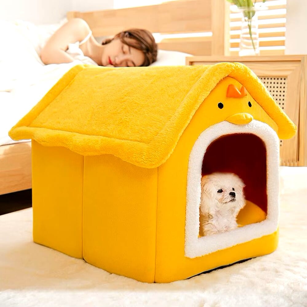 Niche Chien - ComfortableDogHouse™ - Jaune Poussin - La niche de Wally
