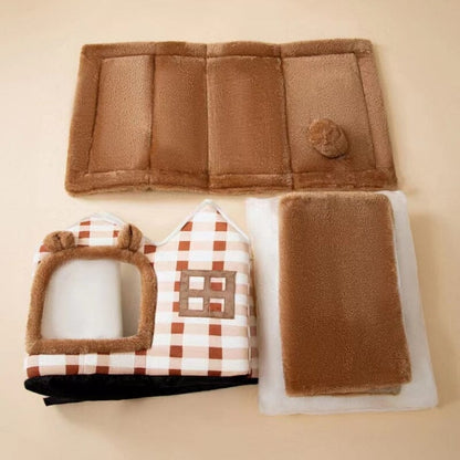 Niche Chien - ComfortableDogHouse™ - Marron Toiture Double - La niche de Wally